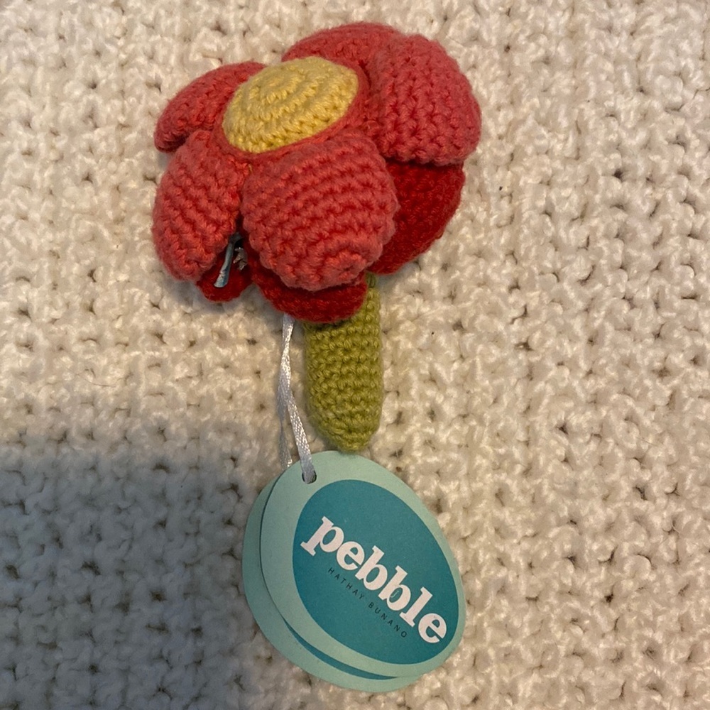 Pebble Child Handmade Fair Trade Flower Baby Rattle Toy New with tag NWT